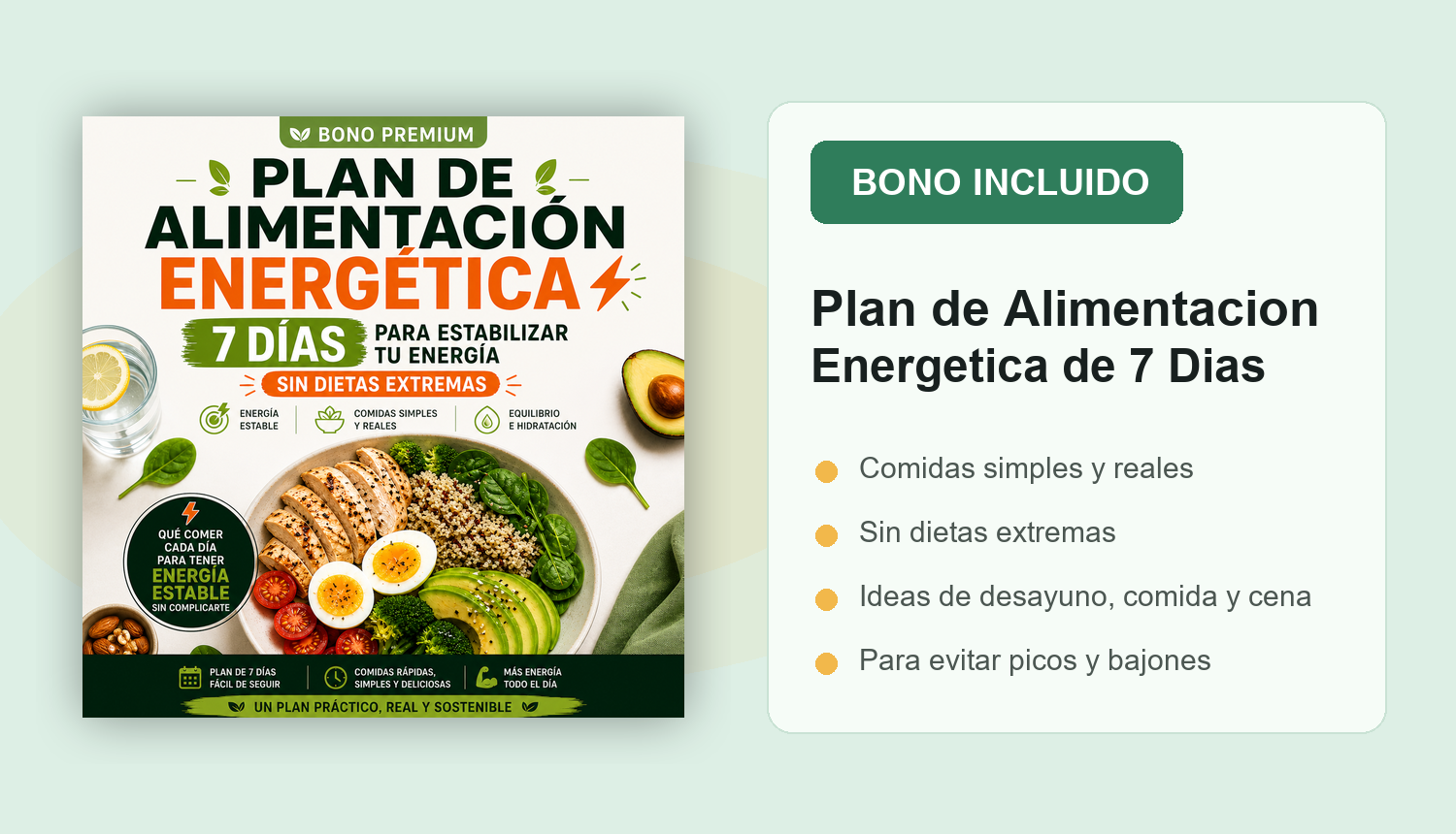 Mockup del bono Plan de Alimentación Energética de 7 Días